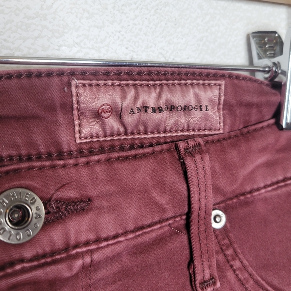 AG Adriano Goldschmied Anthropologie Burgundy Red The Abbey Skinny Jeans - Picture 3 of 6